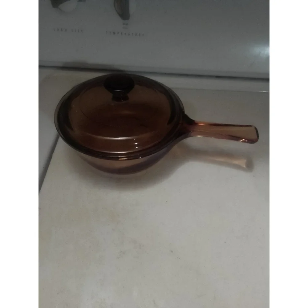 VTG Visions Corning Pyrex Amber 0.5 Liter Saucepan And Lid